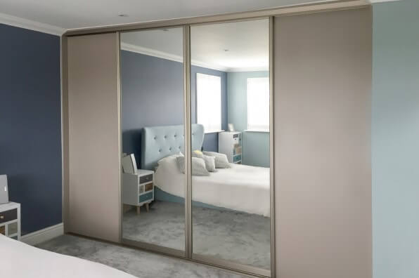 beige sliding wardrobe with mirrors