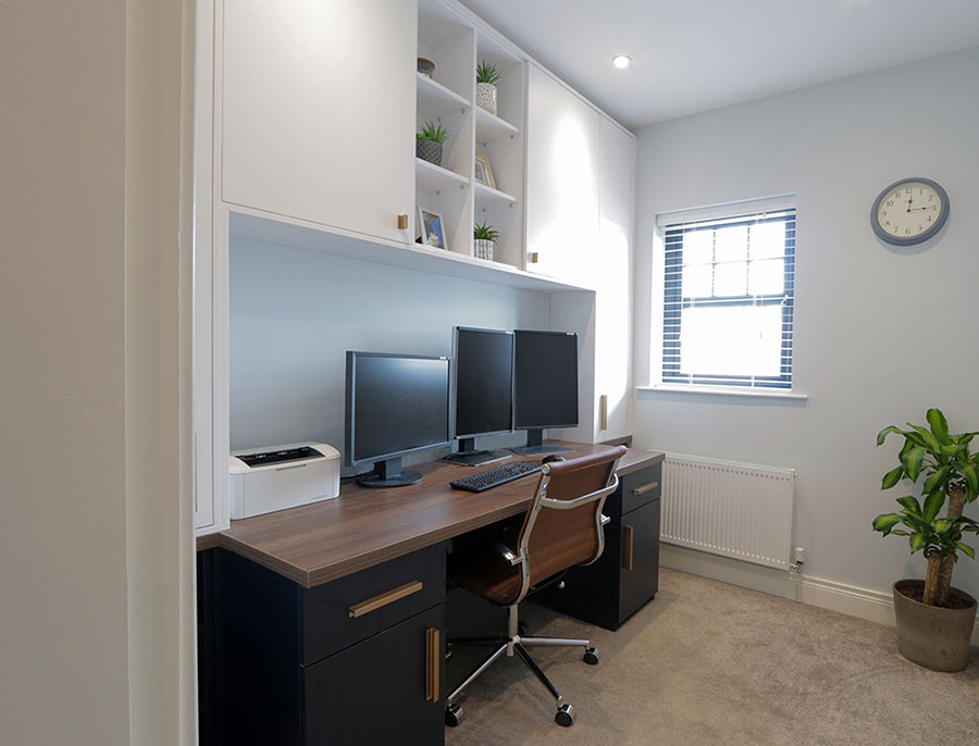 home office desk with units