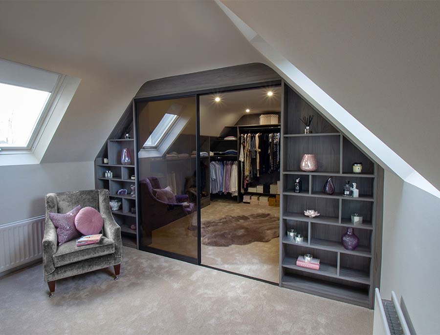 woodgrain walk in wardrobe