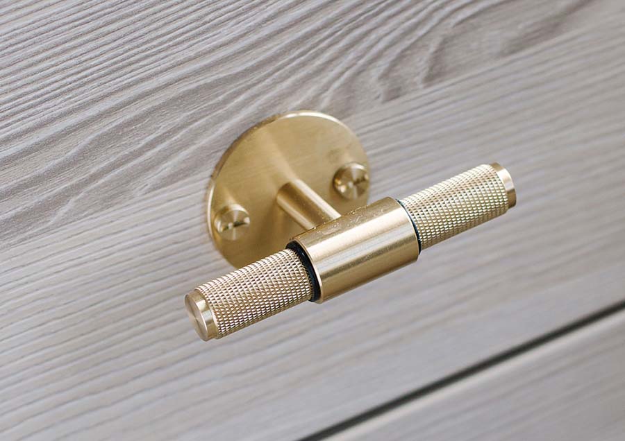 close up of buster and punch t-bar gold
