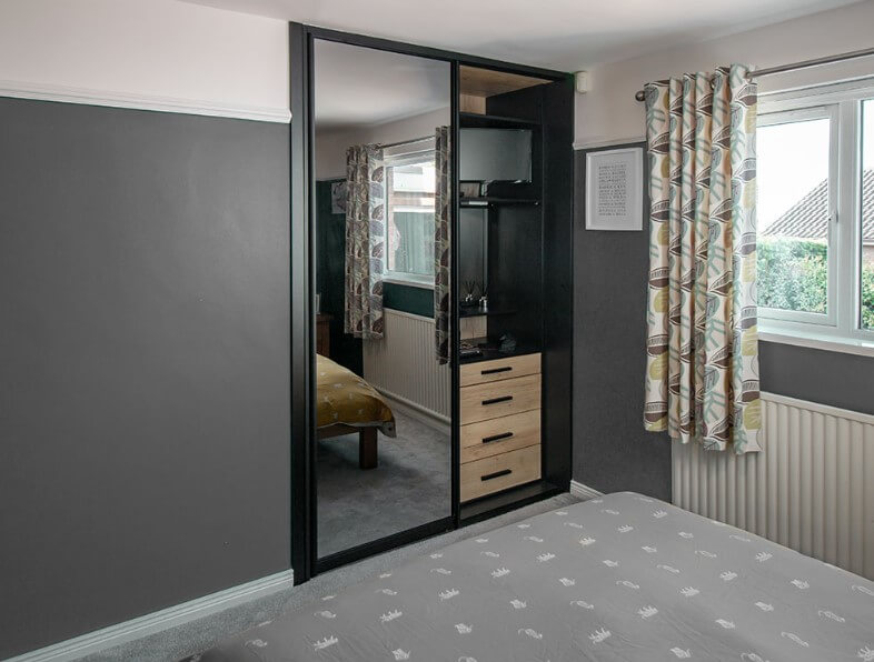 mirrored two door sliding wardrobe