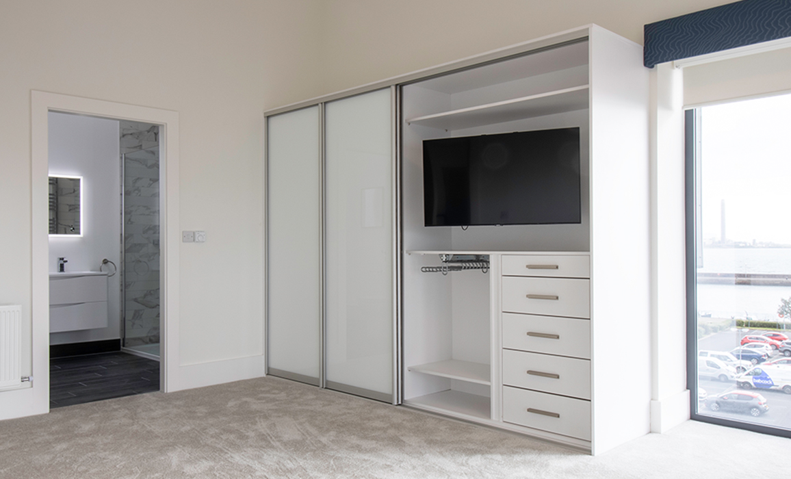 white glass sliding wardrobe