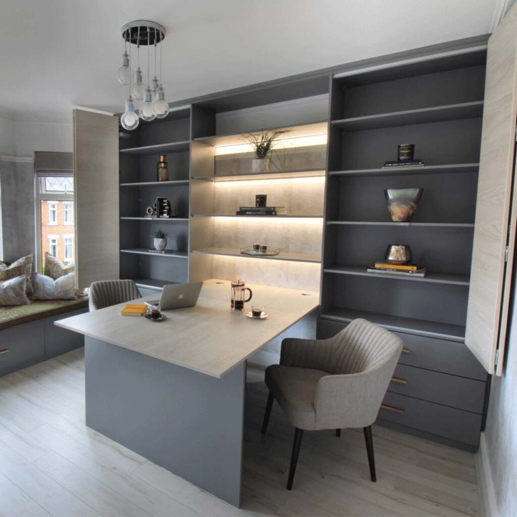 home office with unit in background