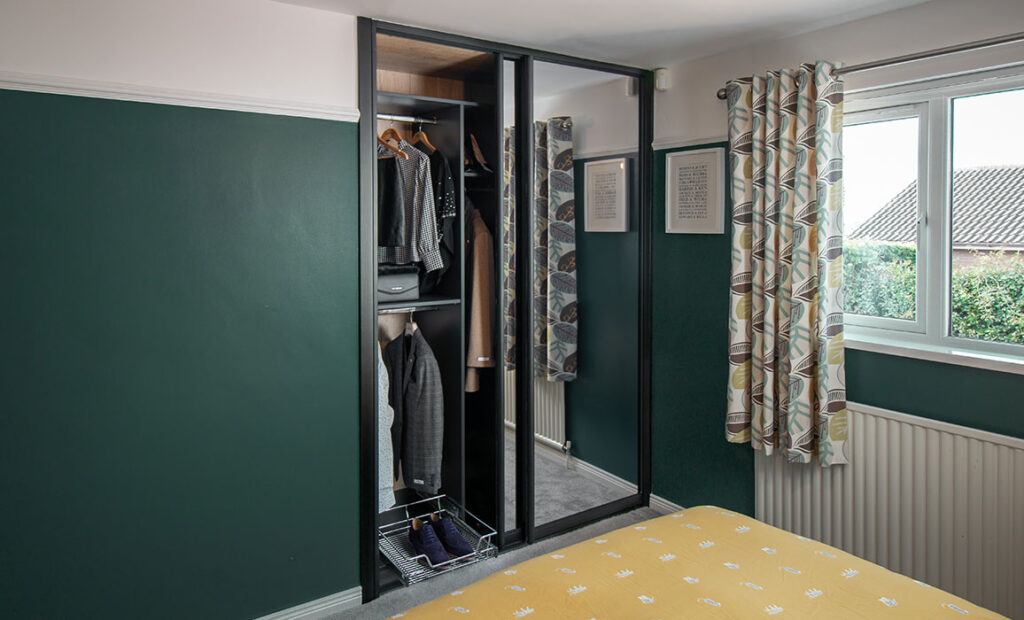 black frame mirror sliding wardrobe